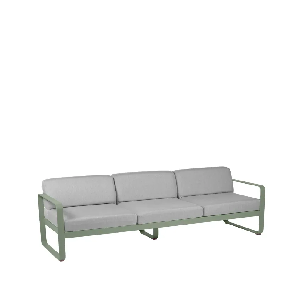 Fermob Bellevie soffa 3-sits Cactus (grön), flannel grey dyna
