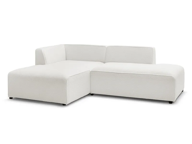 Ecksofa BOBOCHIC MEGEVE Boucle-Stoff weiss