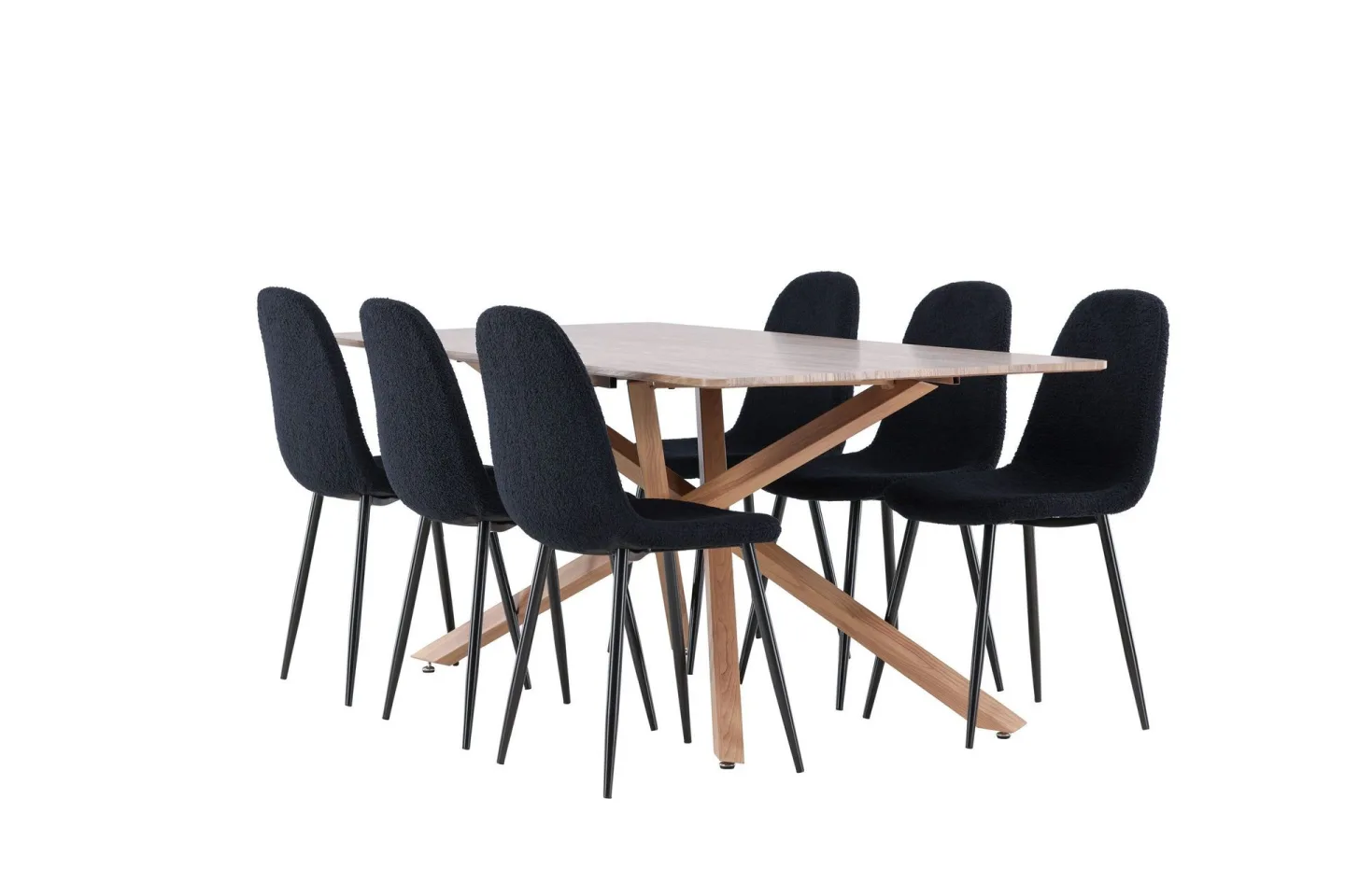 Piazza Matgrupp 180 cm Rektangulär med 6 Polar stolar - Mocca/Svart