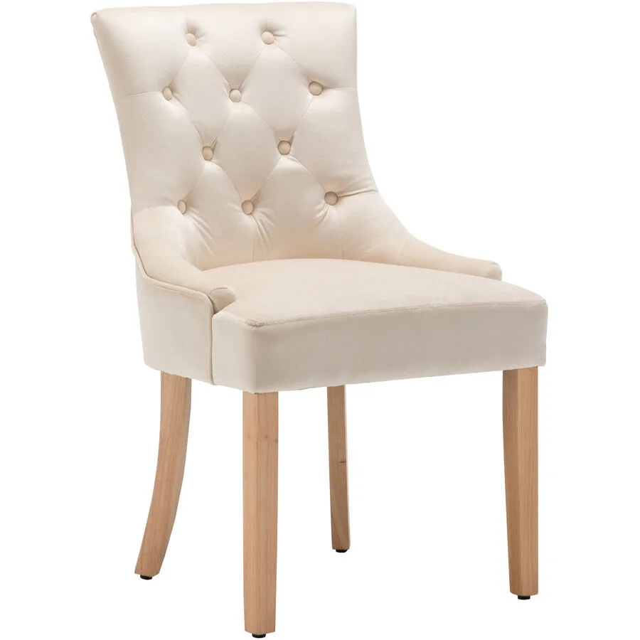 Stuhl 2er-Set Loris creme Stoff/Hevea