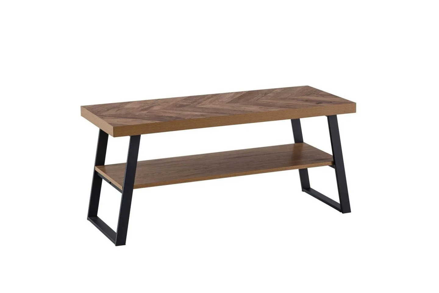 Bänk Wohnling Ekfiskbensdekor med hylla Stabil metallram Modern look -