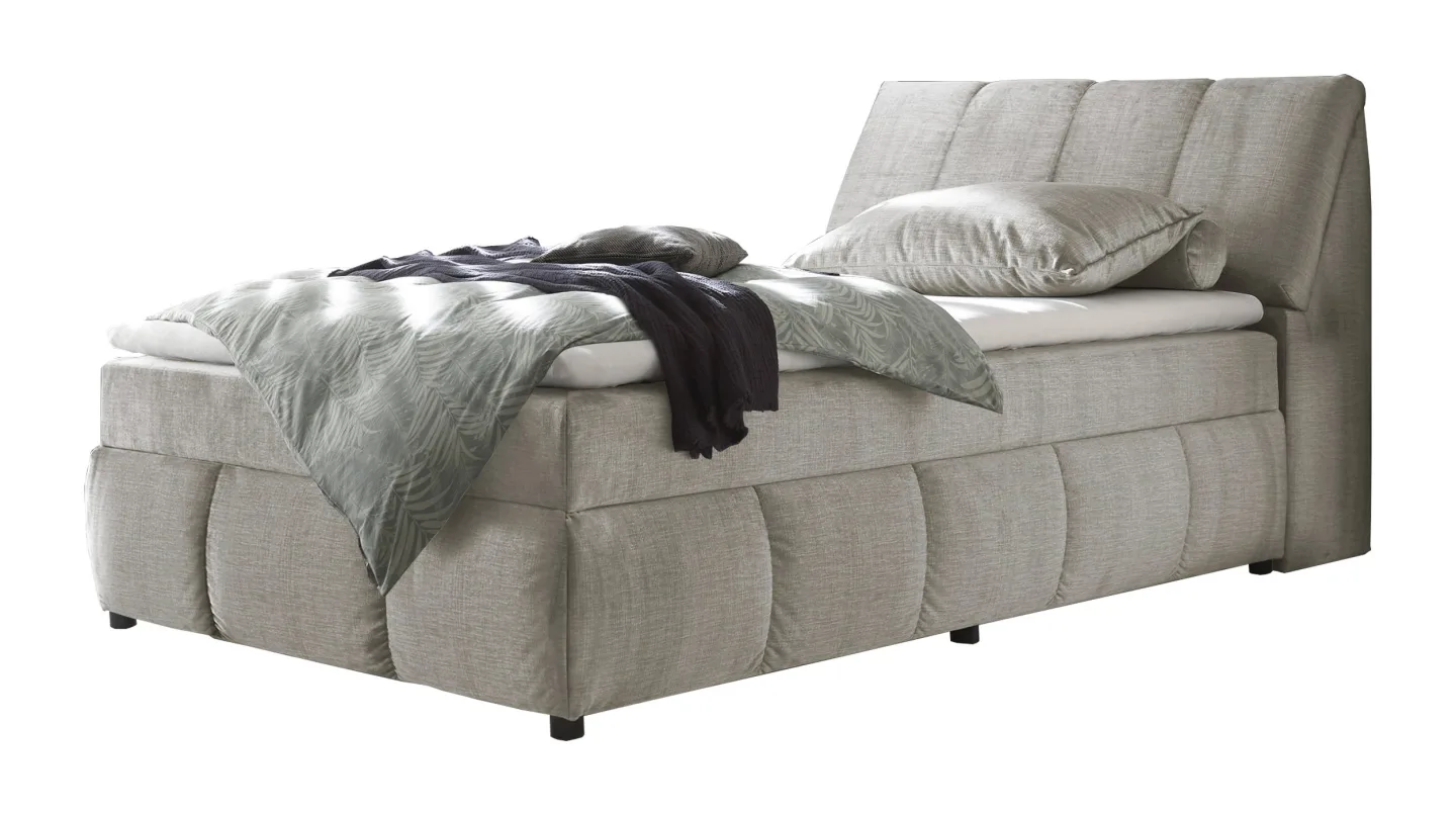 Boxbett 120 x 200 cm grau Stoffbezug Bettkasten - MADRID