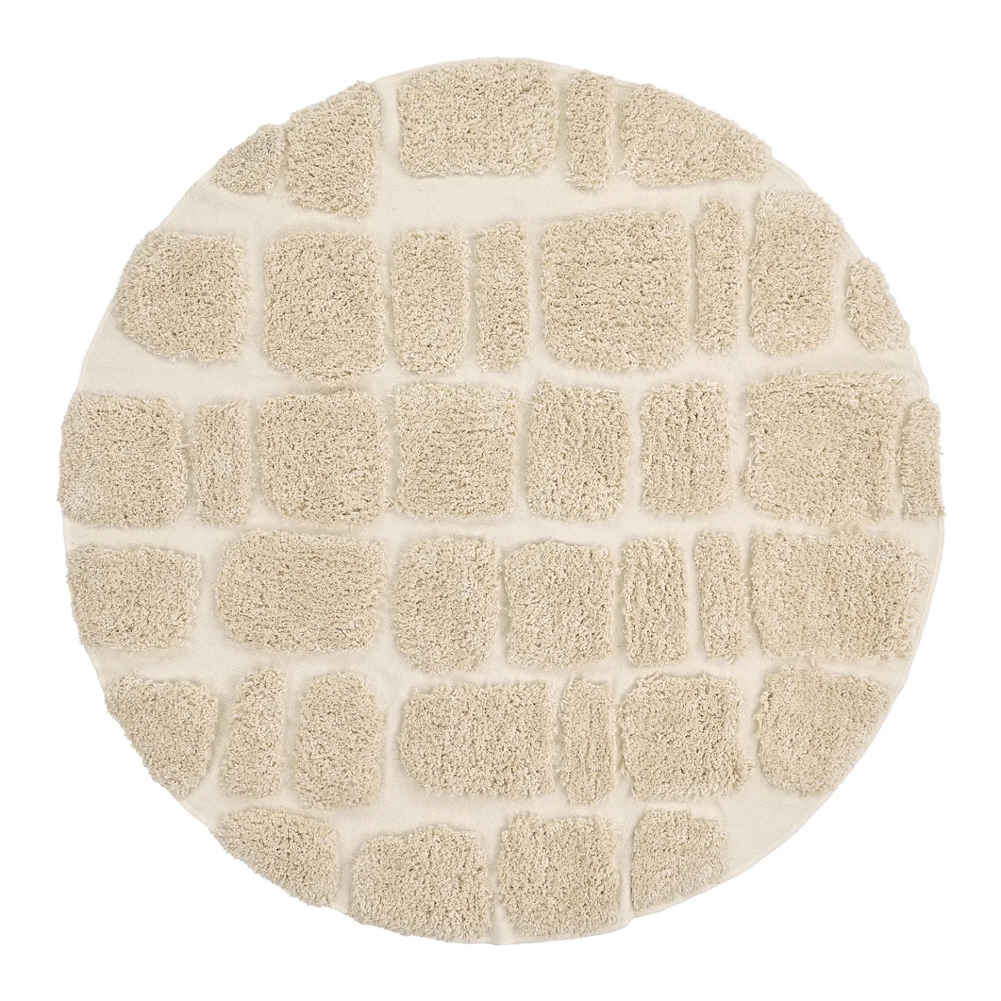 Rundt teppe - Otranto Natural Cotton Shaggy (off-white) (Størrelse: Ø 160 cm)
