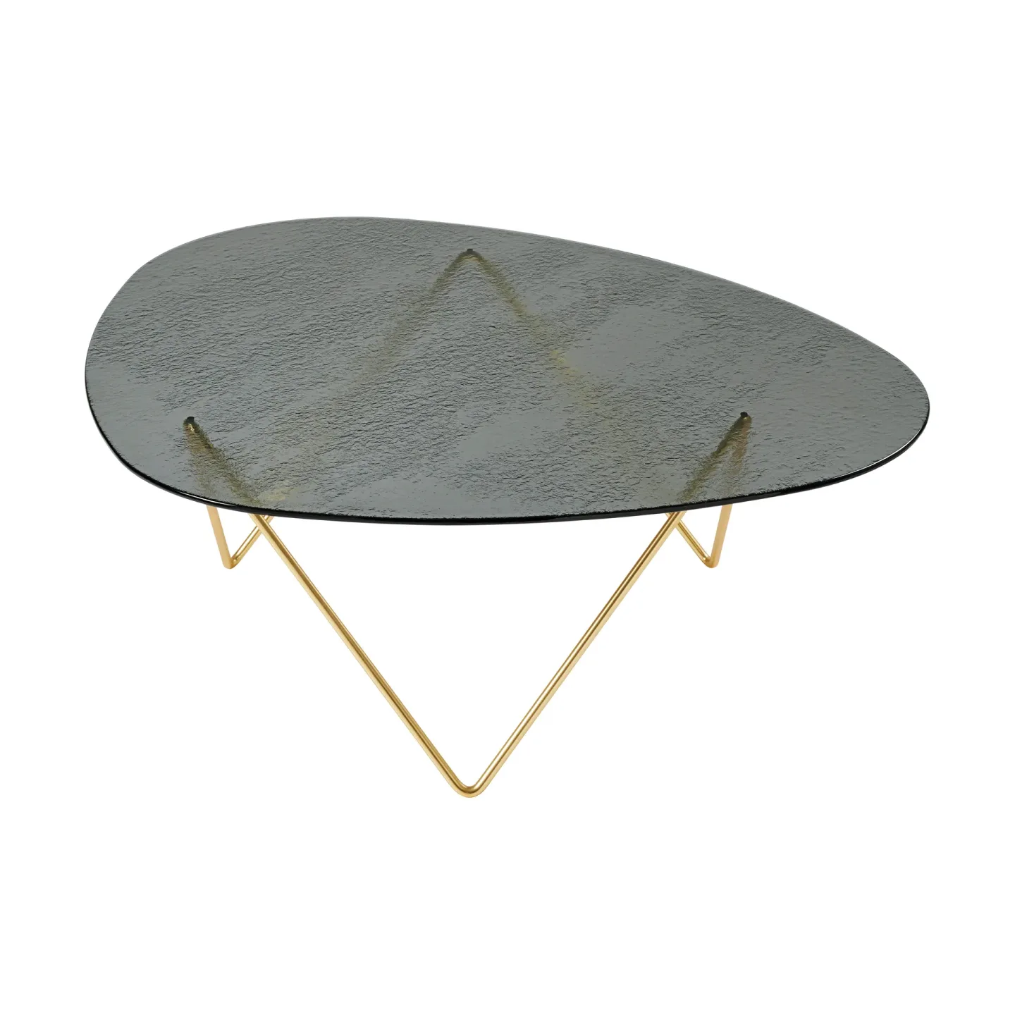 GUBI Pedrera Couchtisch Semimatt Messing-Strukturglas smoke