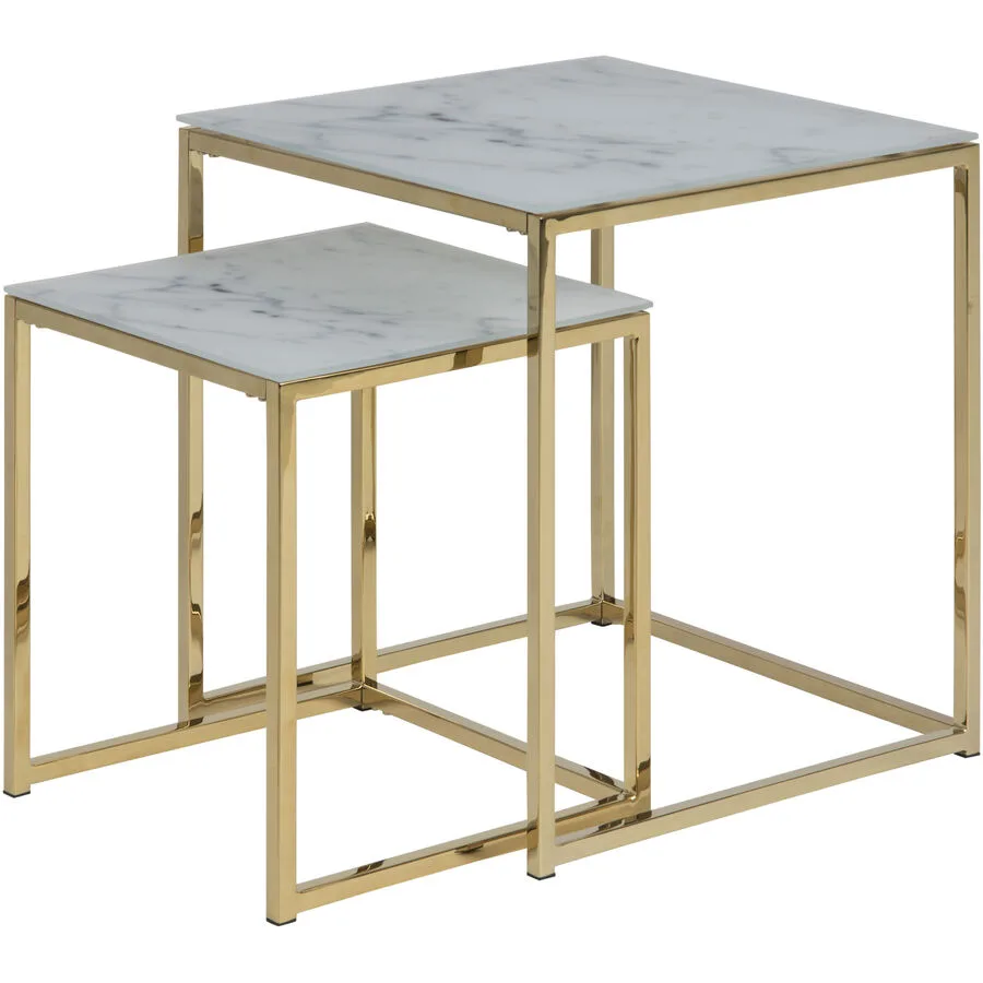 Beistelltisch 2er-Set Alisma weiss Glas B 45 H 50 cm