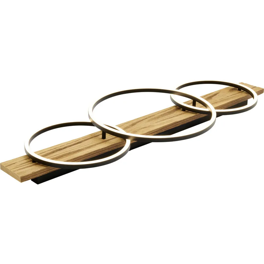 Deckenlampe Hatti Stahl/Holz braun - Material: Eisen - LED - Lichtfarbe: Warmweiss - LED Energiesparlampen
