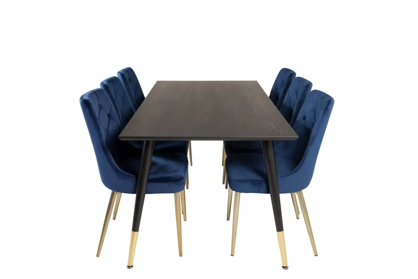 Dipp Matgrupp 180 cm Rektangulär med 6 Velvet Deluxe stolar - Svart