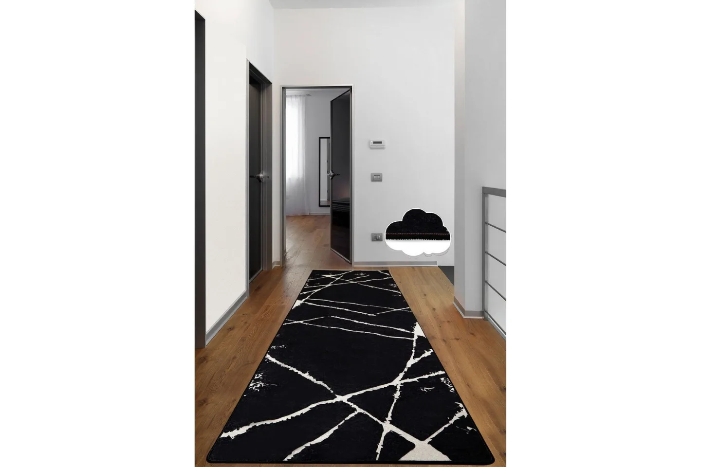 Jassi Gångmatta 80x300 cm Rektangulär - Svart