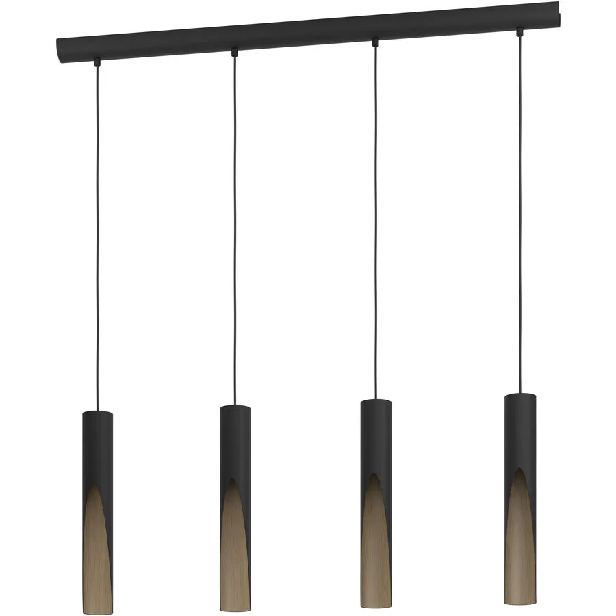 Eglo Pendellampe Barbotto Braun/Schwarz Stahl/Holz 6 cm 110 cm - Material: Holz/Stahl