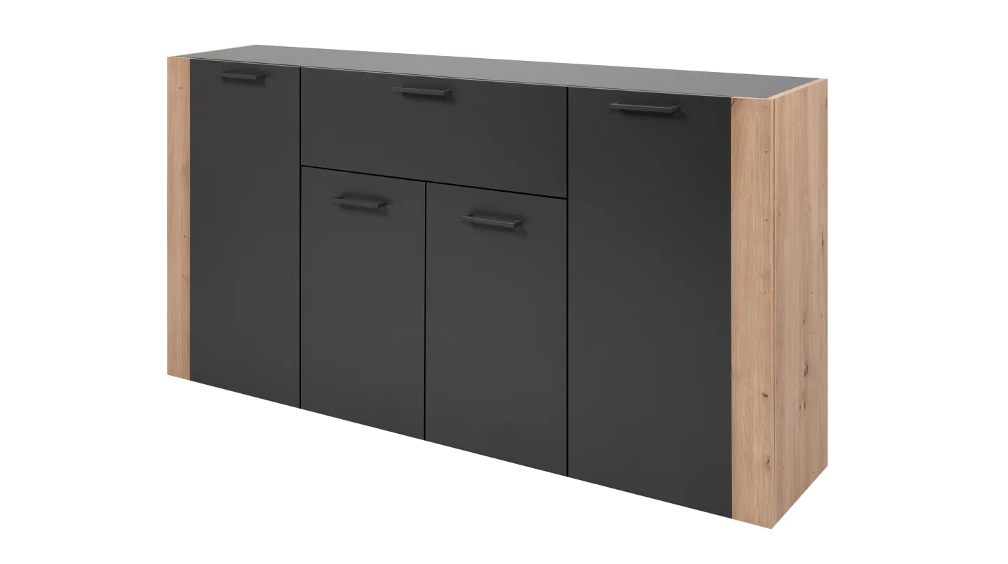 Sideboard mit Schublade anthrazit Artisan Eiche 162 cm - CENTO