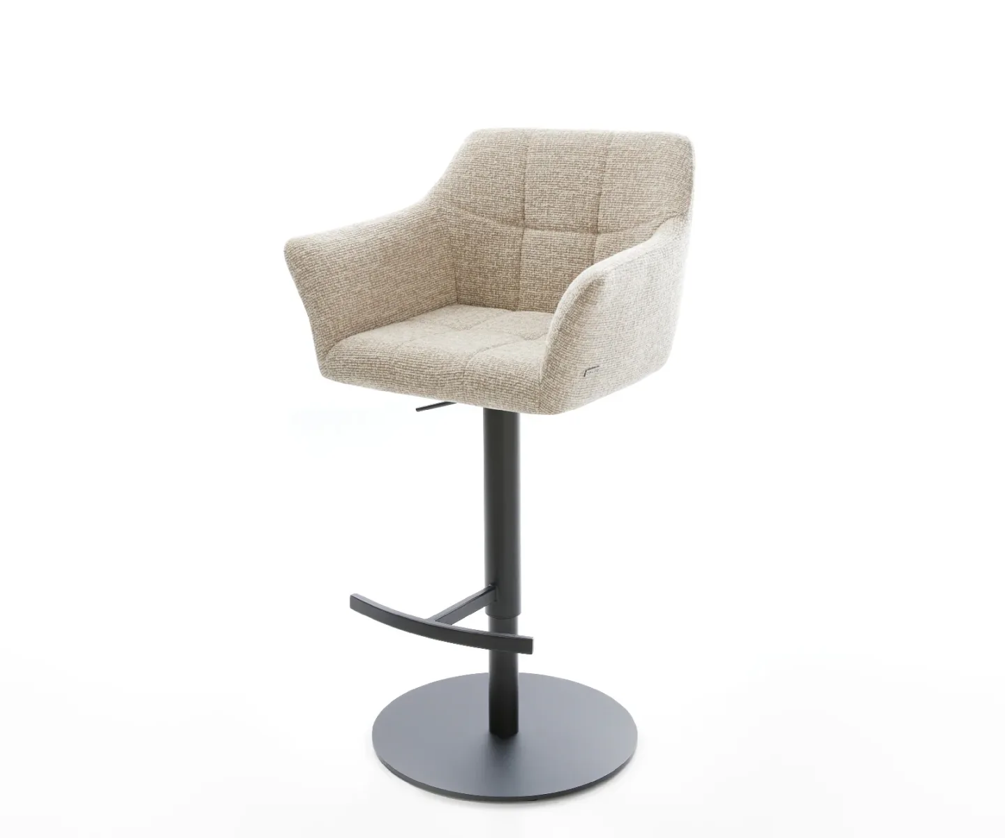 Barstuhl Yulo-Flex Webstoff Soft Beige Drehfuß höhenverstellbar Metall Schwarz
