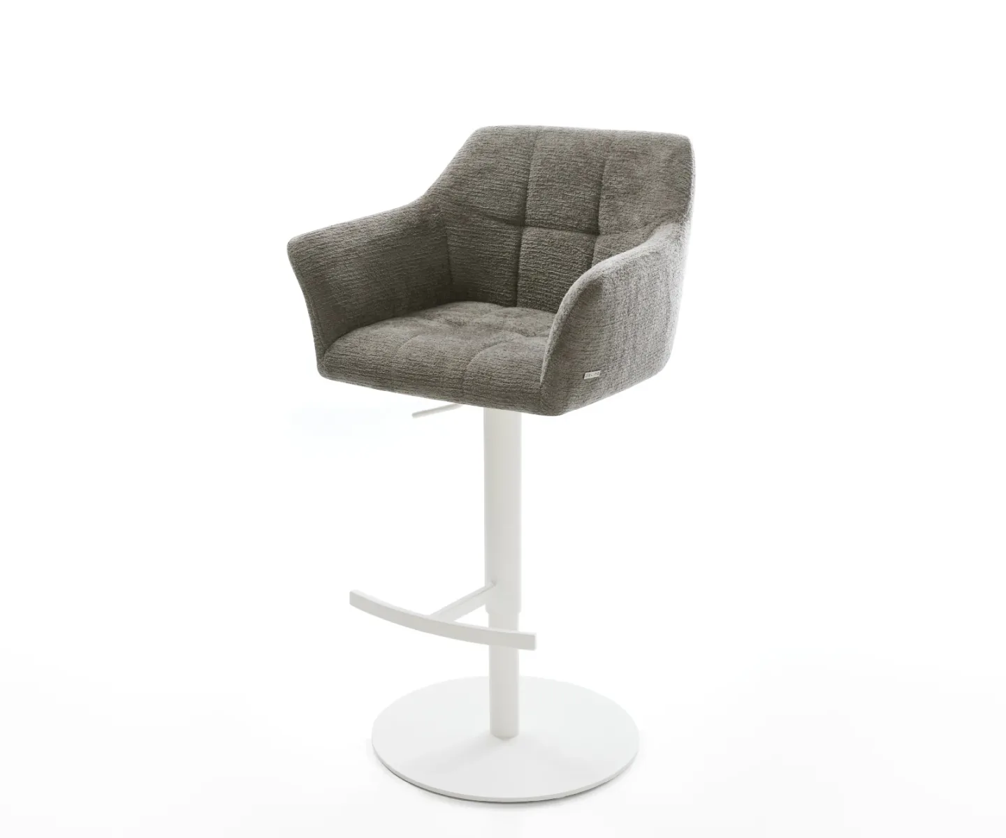 Barstuhl Yulo-Flex Bouclé Soft Schlamm Drehfuß höhenverstellbar Metall Weiß