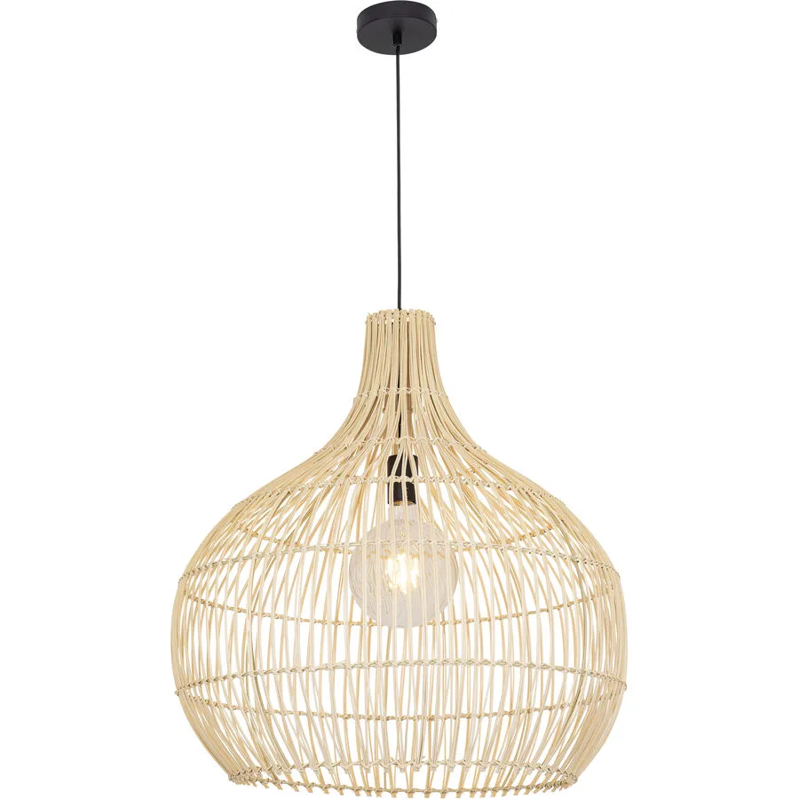 Pendellampe Belize Braun/Schwarz Eisen/Rattan 60 cm 65 cm - Farbe: natur/schwarz