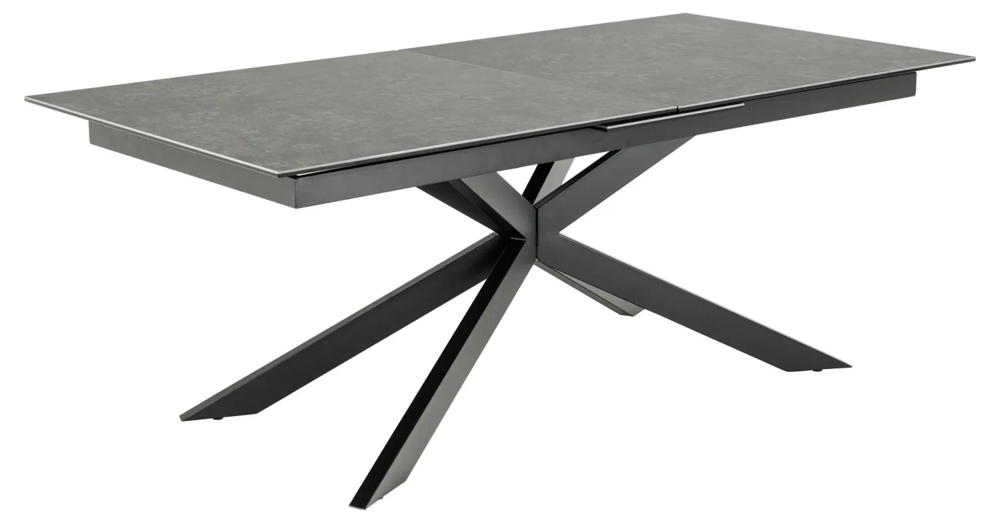 Irwine Esstisch 100x200/240cm mit Auszug schwarz.