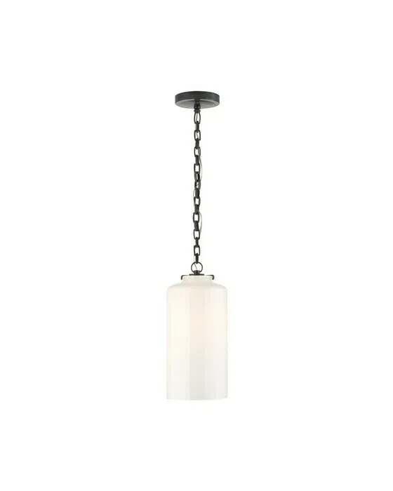 Katie Cylinder Pendant Bronze/White Glass