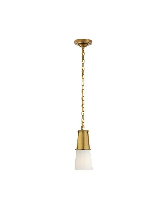Robinson Pendant Antique Brass/White Glass S