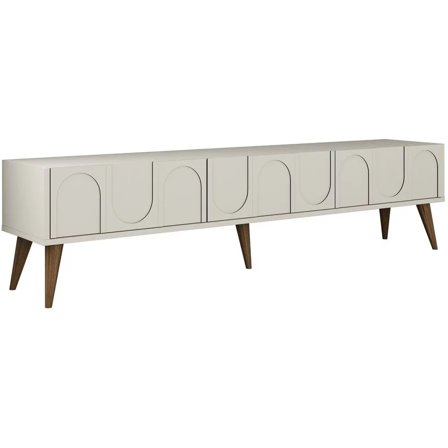 TV-Möbel Yasam creme Melaminbeschichtete Spanplatte B 180 cm
