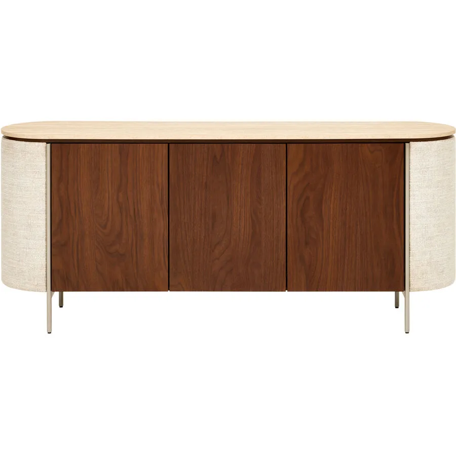 Sideboard Diella nussbaum Front/Korpus MDF mit walnuss furniert und Füsse aus Eisen B 40 cm H 75.25 cm