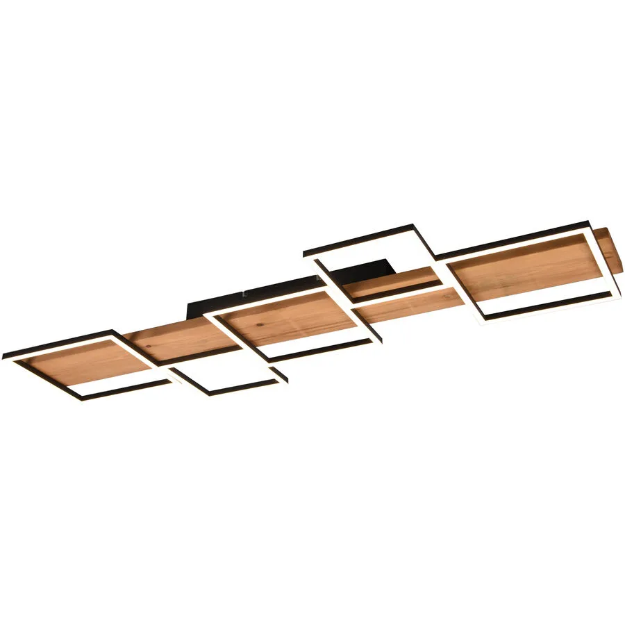 Deckenlampe Hakora Schwarz Metall 115 cm 7.5 cm - Farbe: Schwarz matt - LED - Lichtfarbe: Warmweiss - LED Energiesparlampen