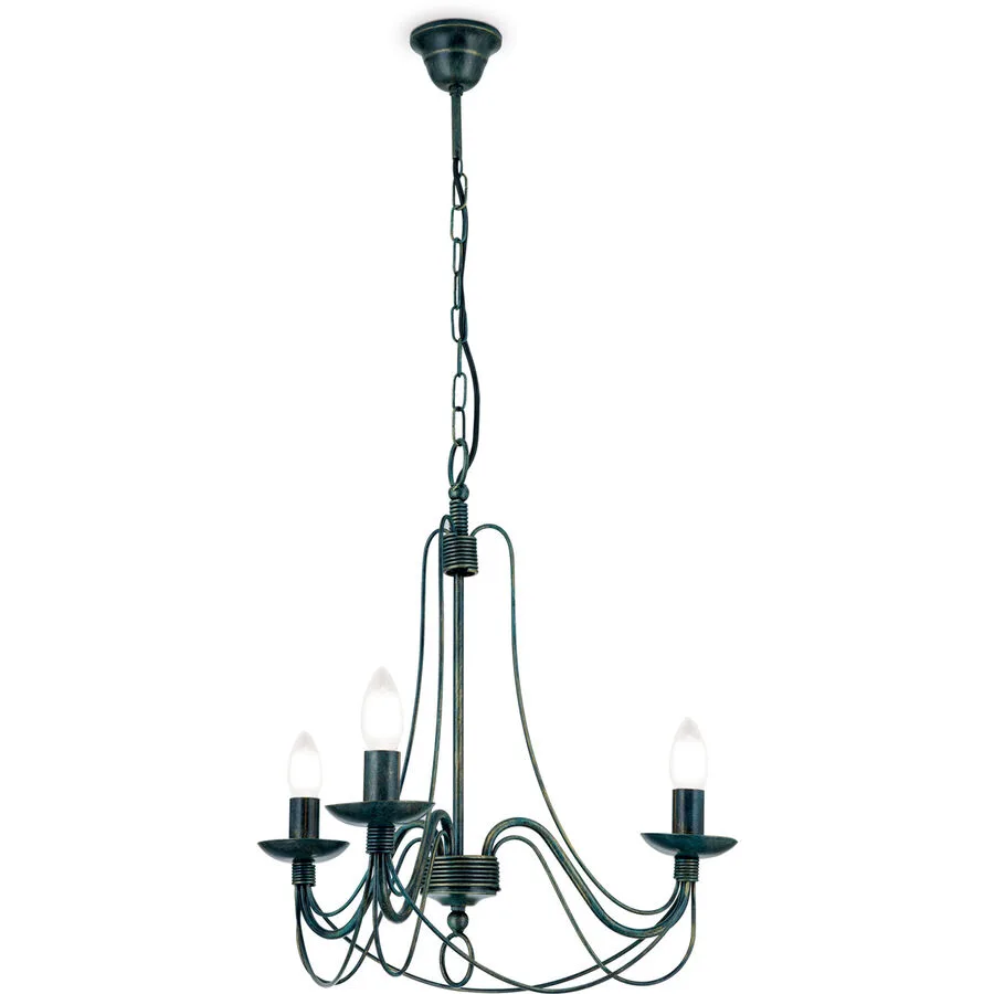 Kronleuchter Vela Grün/Schwarz Stahl 50 cm 50 cm - Farbe: Schwarz/grün