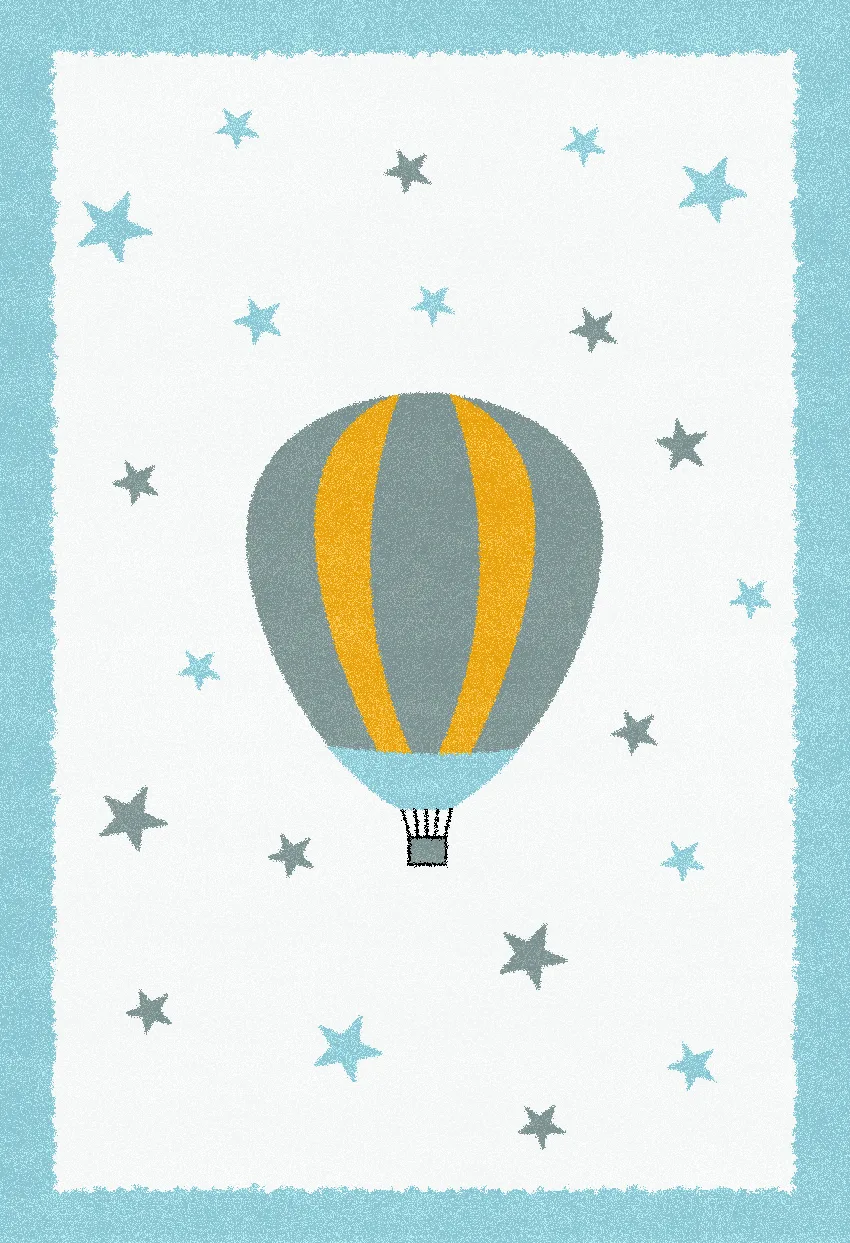 Barneteppe - Alone Balloon (blå) (Størrelse: 160 x 230 cm)