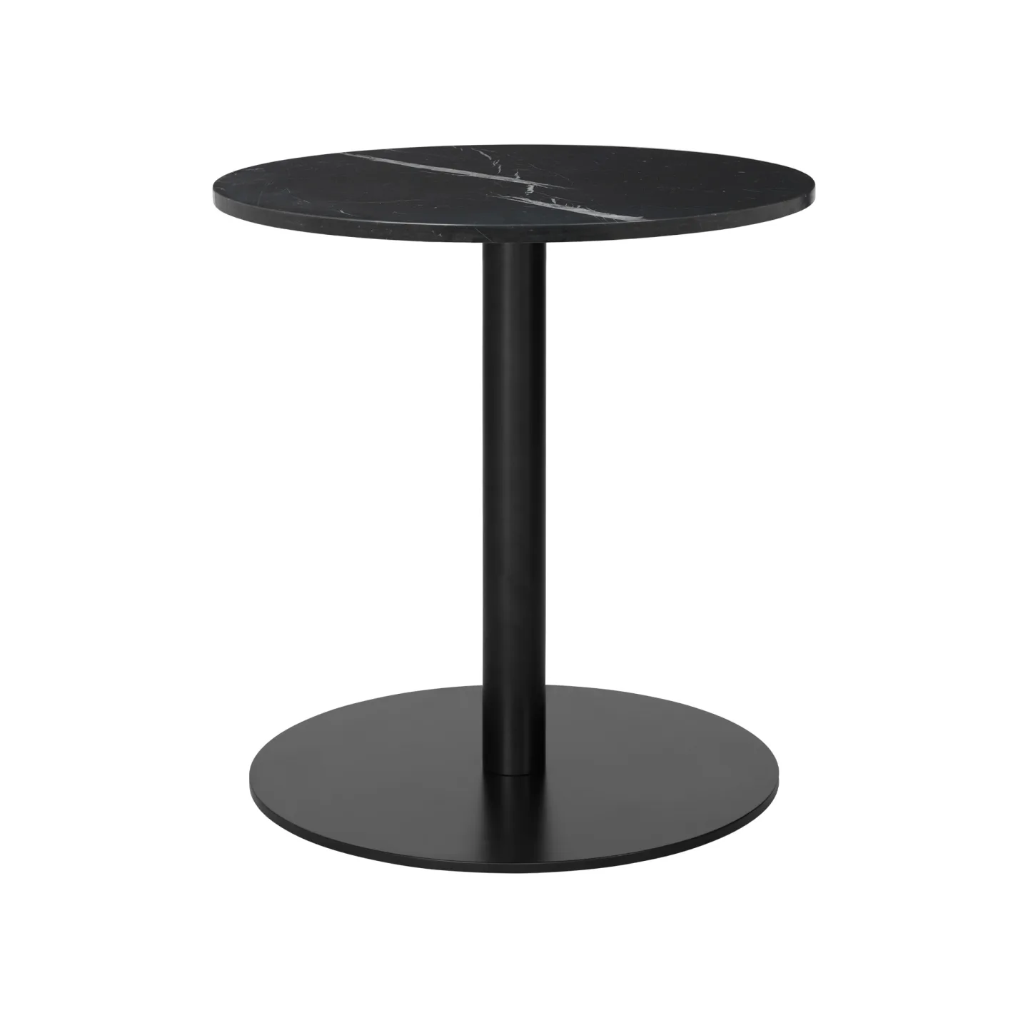 Gubi - Gubi 1.0 Lounge Table, Round, Ø60, Black Base, Marble Top - Nero Marquina - Soffbord - Svart - Metall/Sten