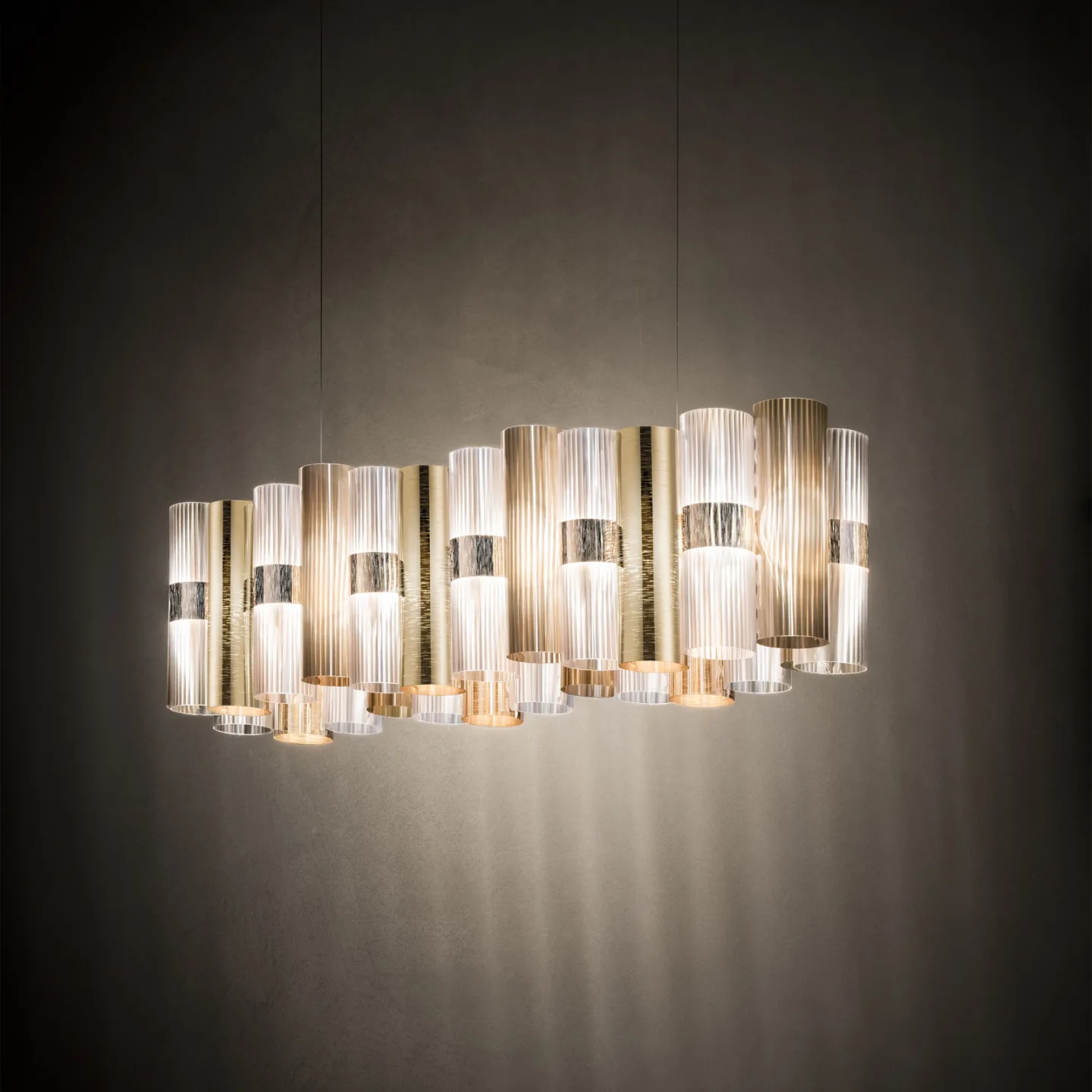 LED-Hängelampe La Lollo, goldfarben, 93 cm - Slamp - Wohnzimmer - Design - Kunststoff - Mit Schirm