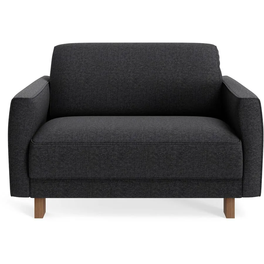 Sessel Avena Anthrazit Stoff, Walnuss B 117 T 96 H 74 cm - Möbel Konfigurator: Traummöbel individuell zusammenstellen