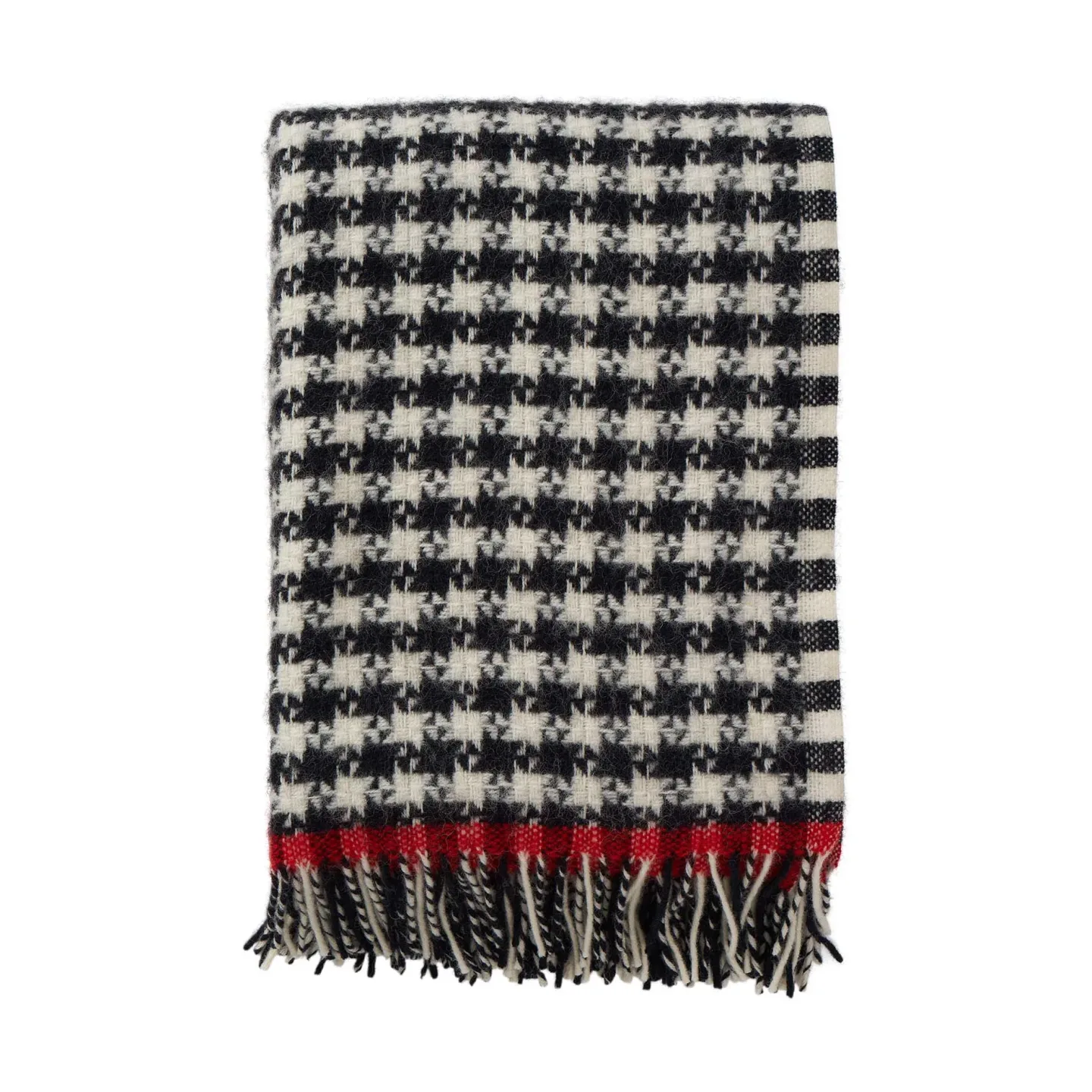 Klippan Yllefabrik Dogtooth Wolldecke 130x200 cm Black-red