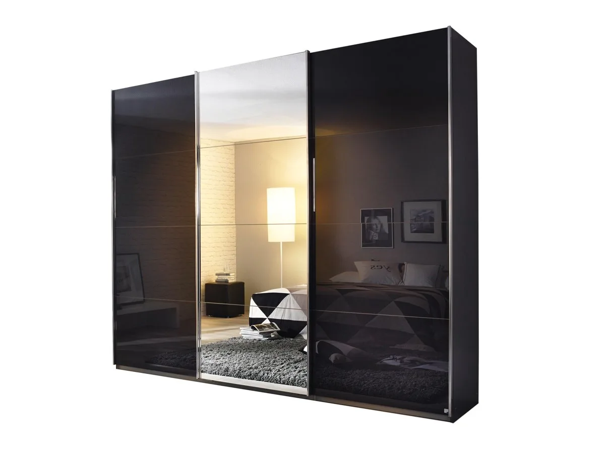 Schwebetürenschrank grau Spiegel 271 cm - rauch - KULMBACH