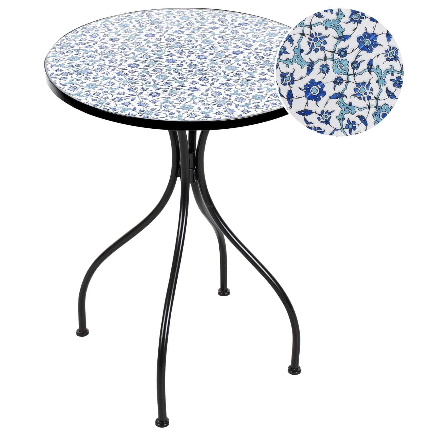 Bistrobord utomhus Chapeco 60 cm Järn - Svart/Blå/Vit