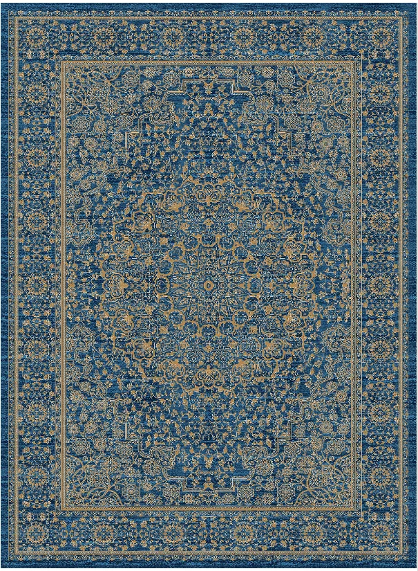 Wilton-teppe - Vinadio (blå/gull) (Størrelse: 240 x 340 cm)