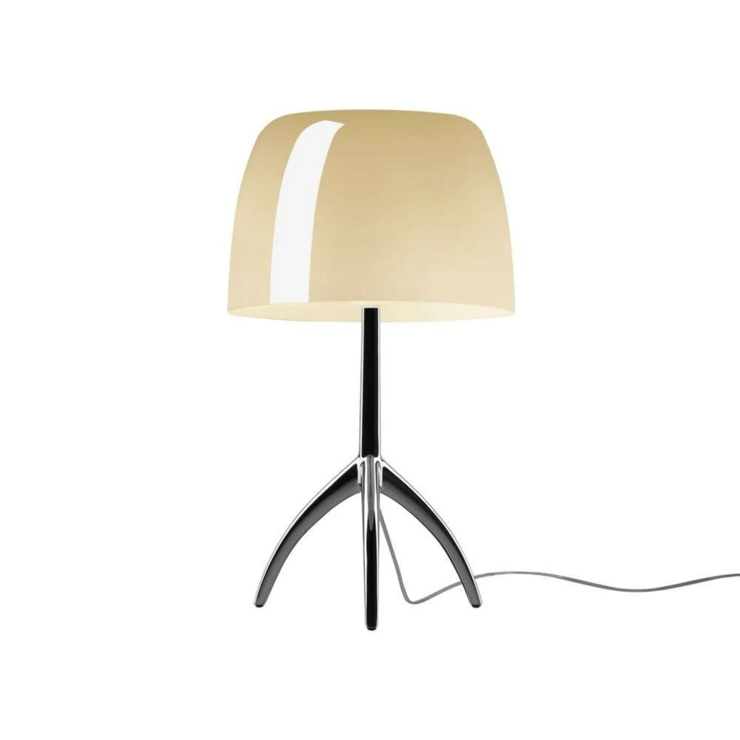 Lumiere Grande Tischlampe, chrom/beige, 45 cm - Foscarini - Wohnzimmer - Aluminium
