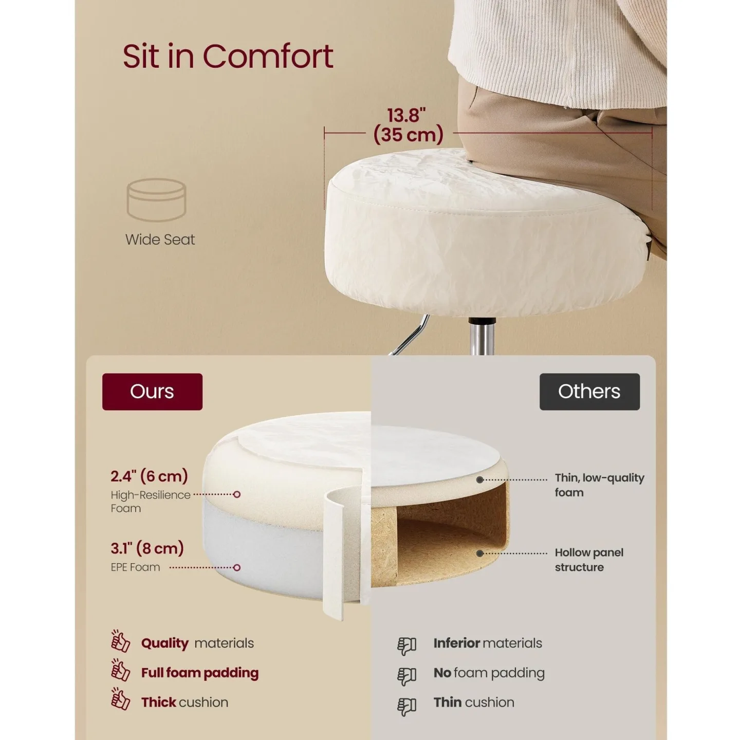 Barhocker VASAGLE Stahl H 45.5 cm - Barhocker