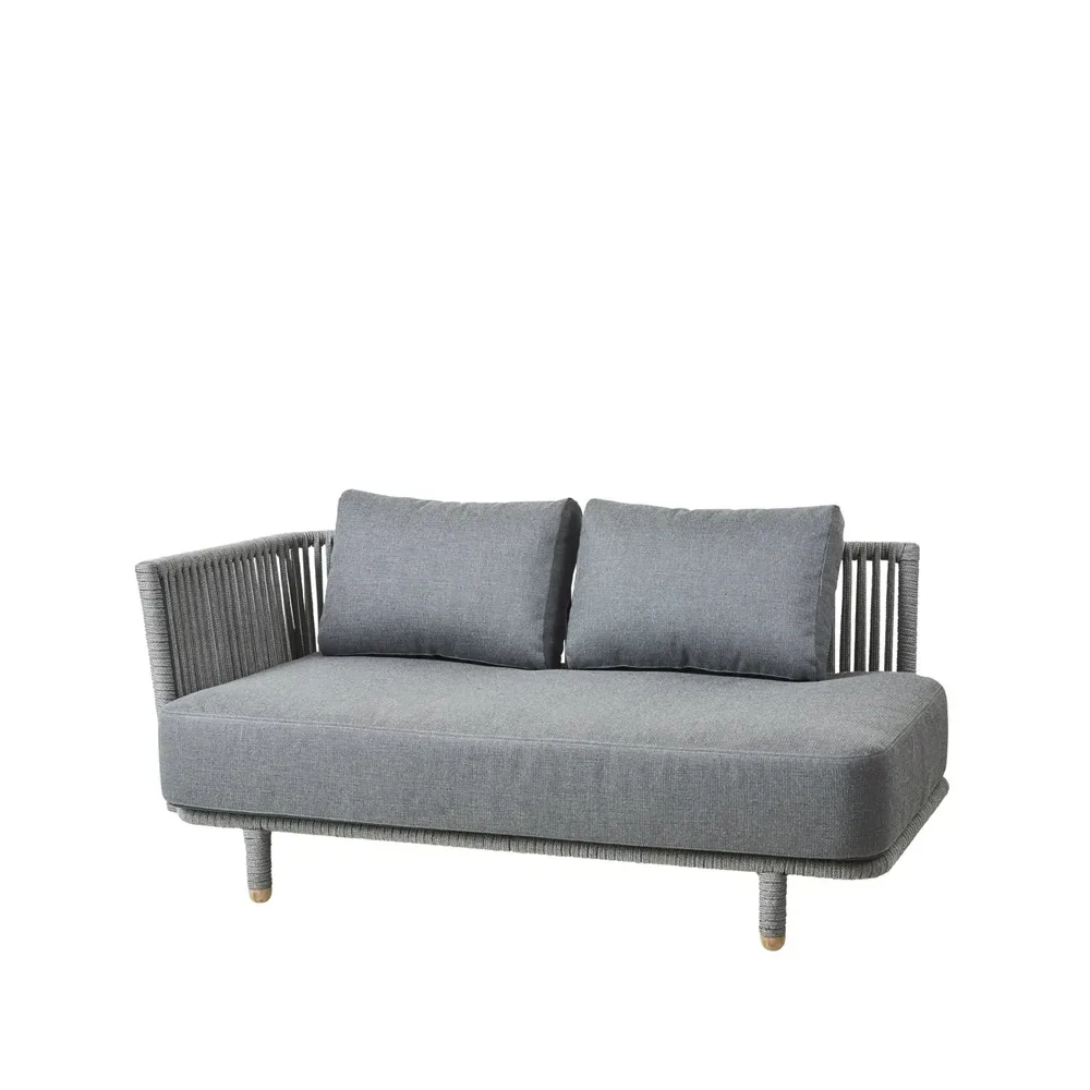 Cane-line Momente Modulsofa 2-Sitzer Grau, rechts, Cane-Line Soft Rope