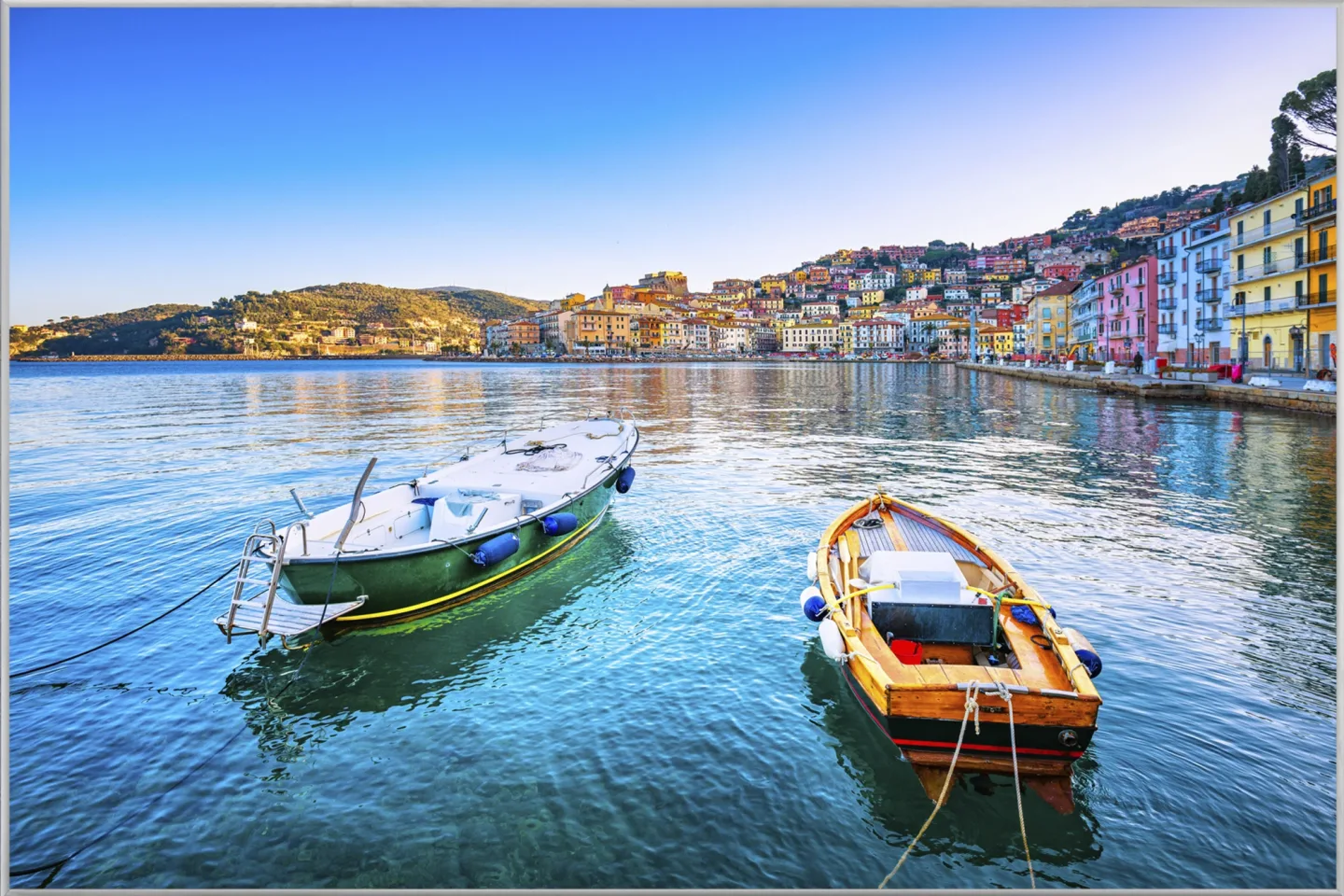 image LAND Bild mit Rahmen Kleine Boote Auf Italienischen See | Schubiger Möbel