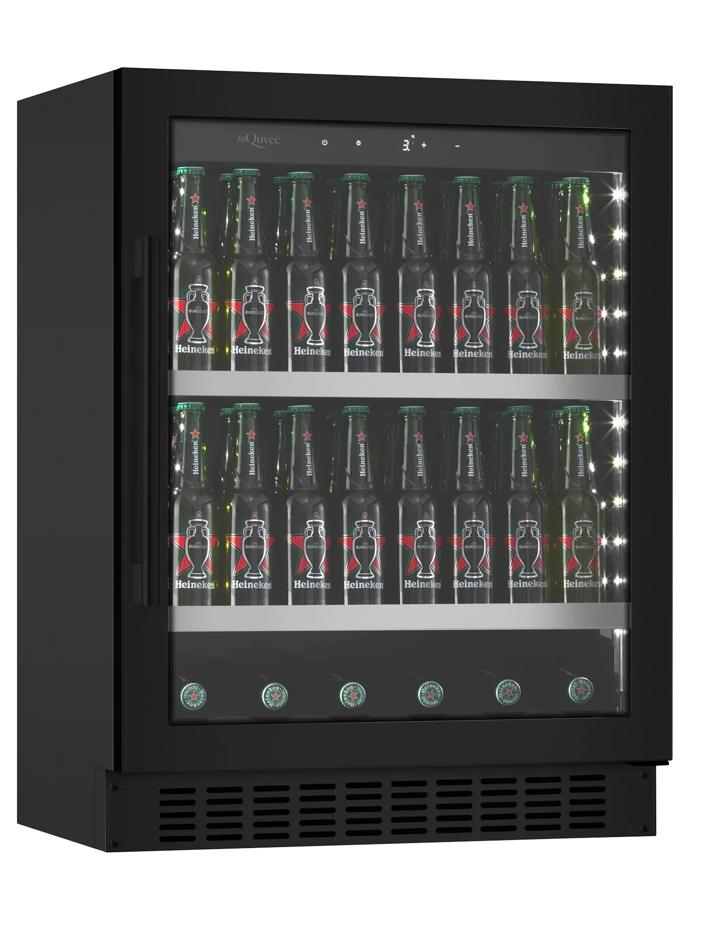 Unterbau-Bierkühlschrank schwarz, mQuvée BeerServer 60 Anthracite Black, einbaufähig unter Küchenarbeitsplatte, Kompressorkühlung