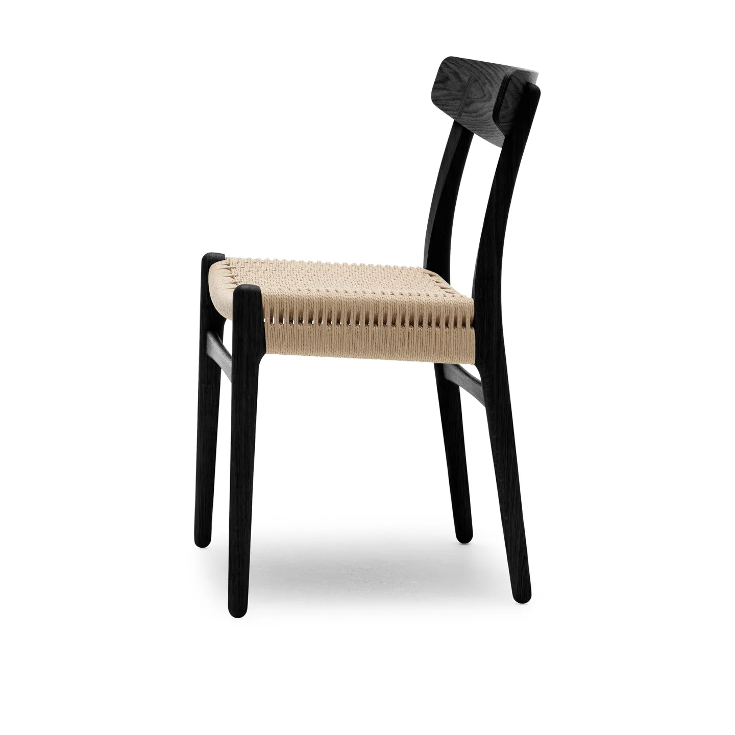 Carl Hansen - CH23, Svartlackad ek, Naturflätat papperssnöre - Matstolar - Hans J. Wegner - Svart - Papper/Trä