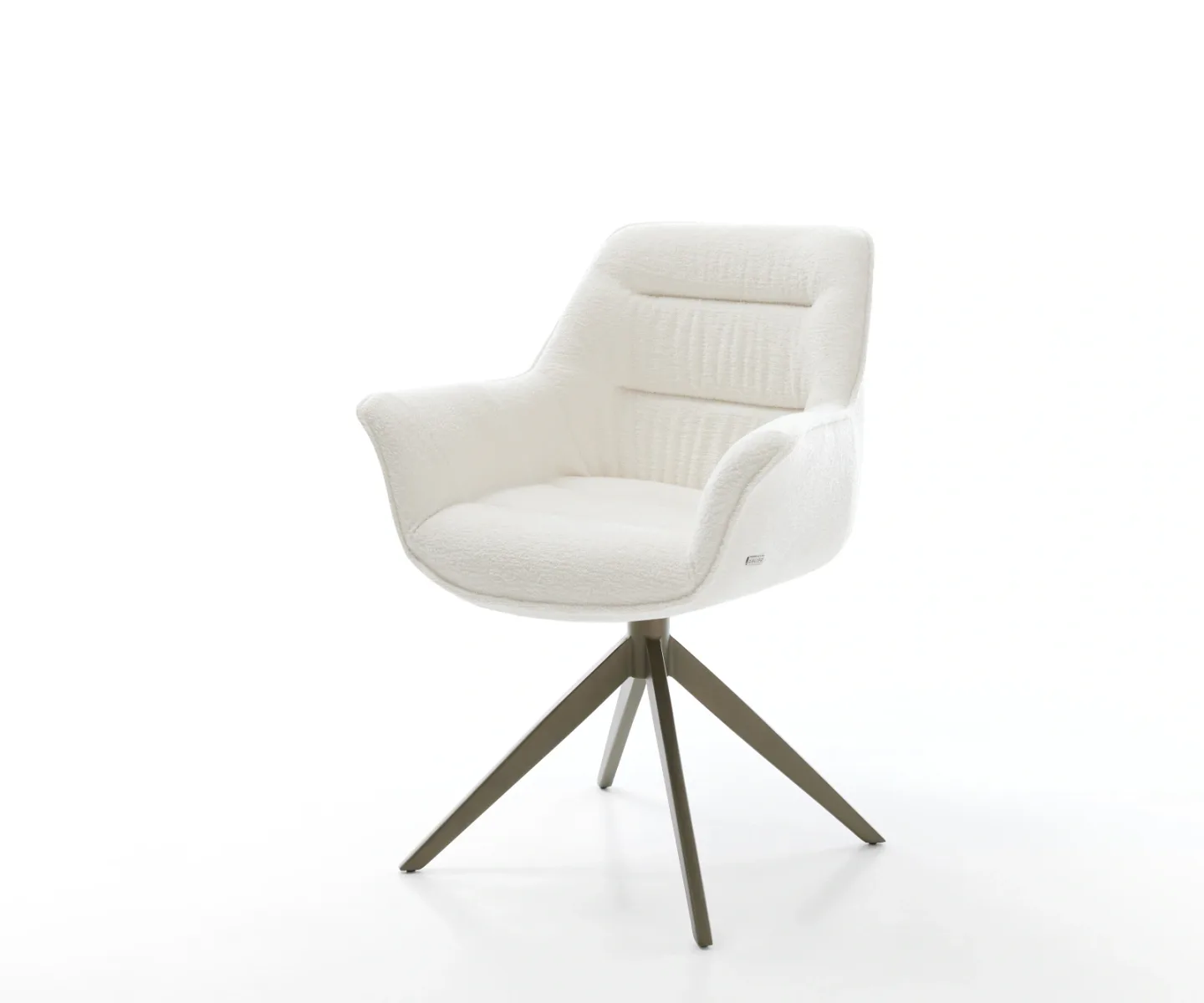 Drehstuhl Kaira-Flex Bouclé Soft Beige Kreuzgestell breit Effektfinish Titan 360° drehbar Wippfunktion