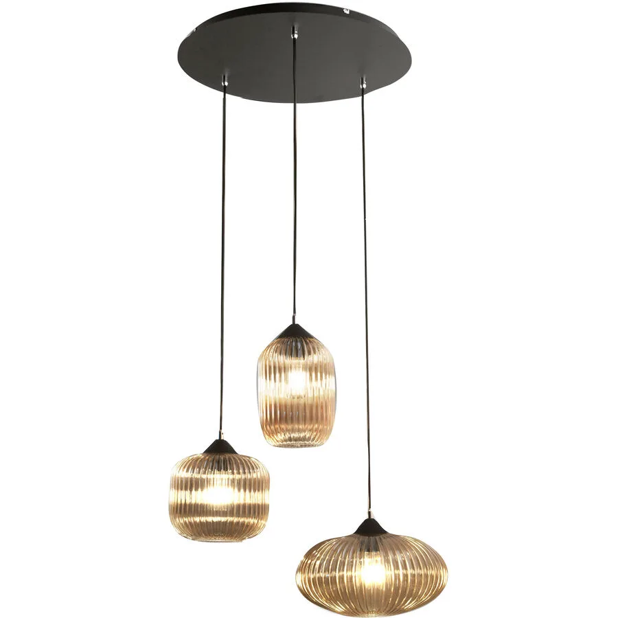 Pendellampe Nawal Gelb Glas/Metall 58 cm 200 cm - Farbe: amber - Material: Metall/Glas