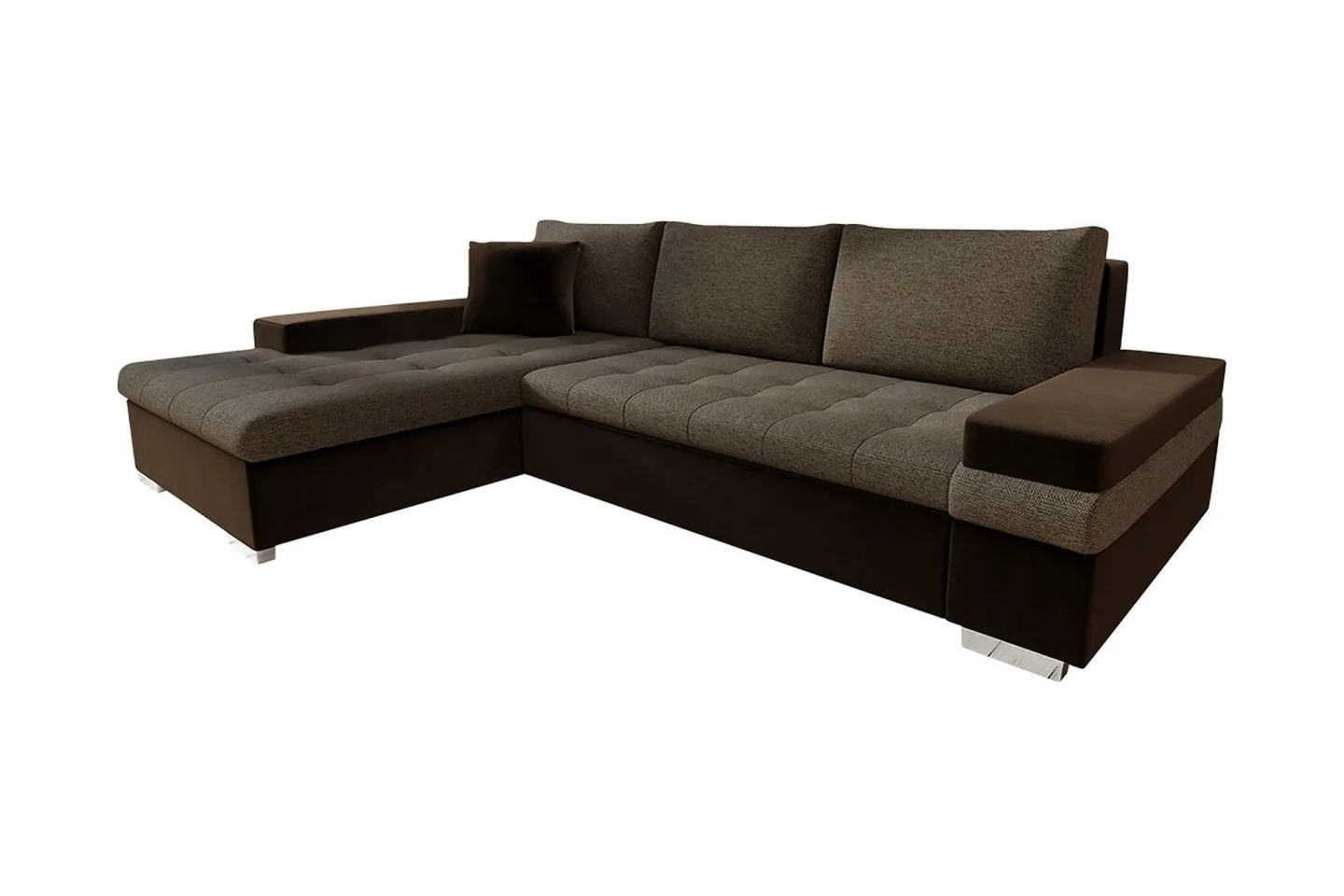 Bäddsoffa med divan - Brun