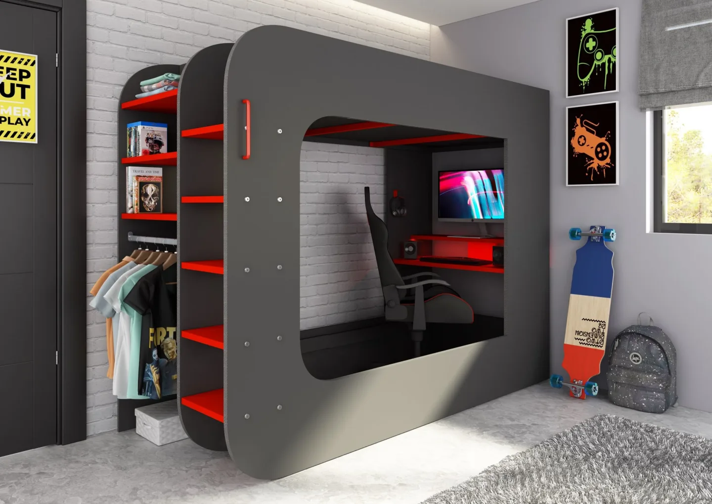 Drømmerom - Gamer ULTIMATE loftseng 90x200