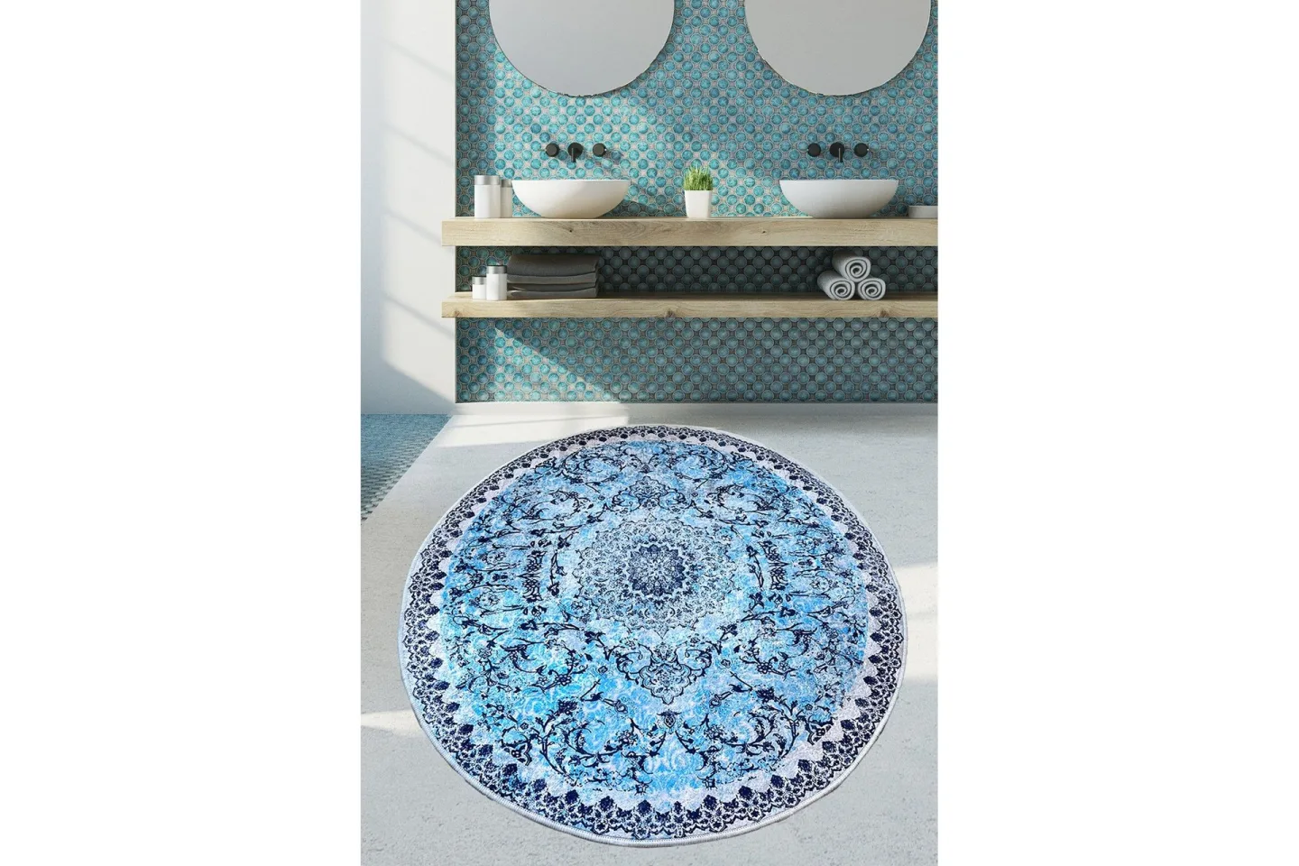 Navleen Badrumsmatta 120x120 cm Rektangulär - Flerfärgad