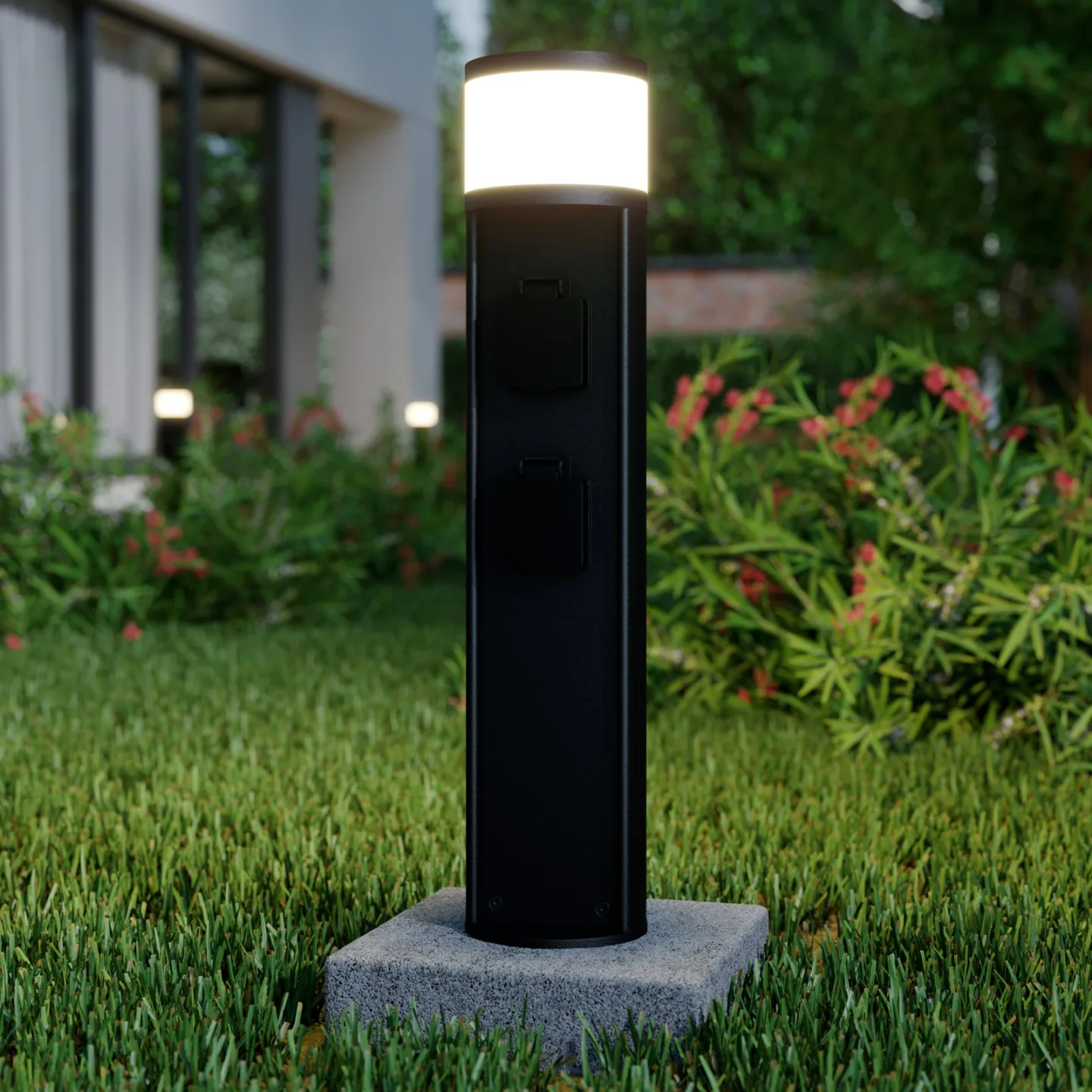 Corban Utendørs Hage Lampe m/2 Stikkontakter Graphite - Lucande - Terrasse - Moderne - Aluminium - Med en lyskilde