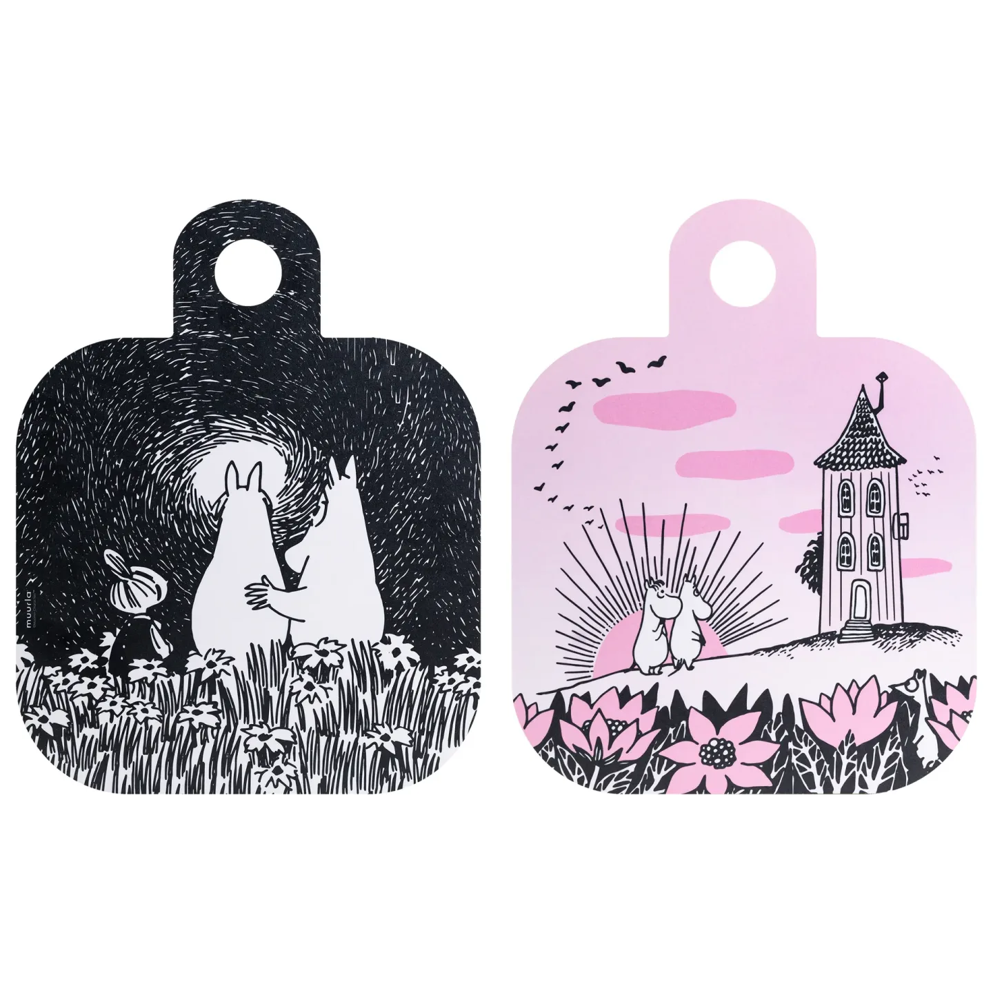 Muurla Chop & Serve Friendship bricka 25x32 cm Svart-rosa