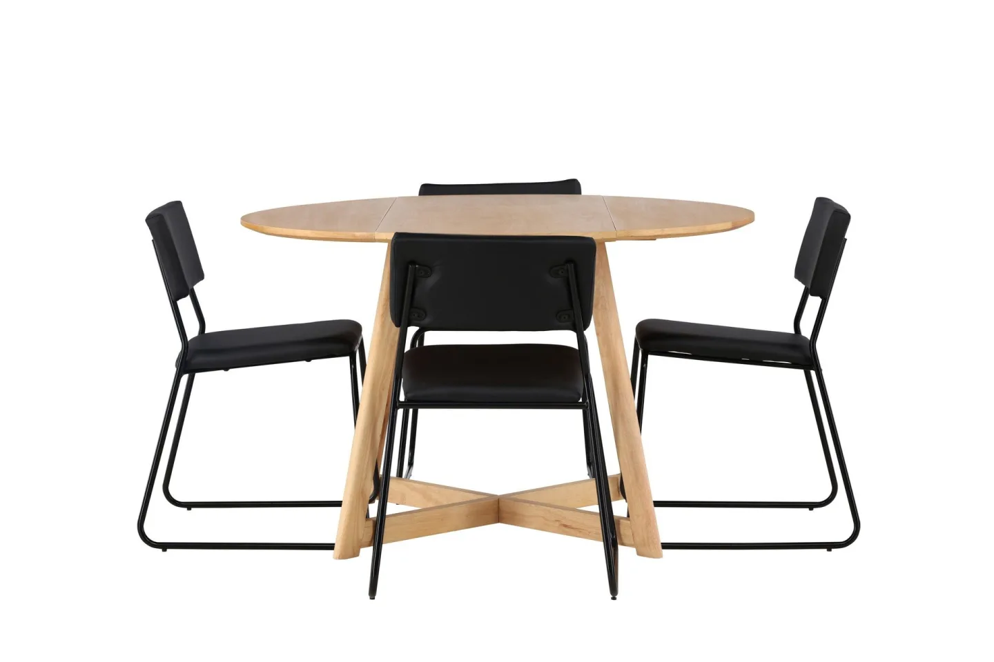 Kenth Matgrupp 120 cm Rund med 4 Kenth Stolar - Svart