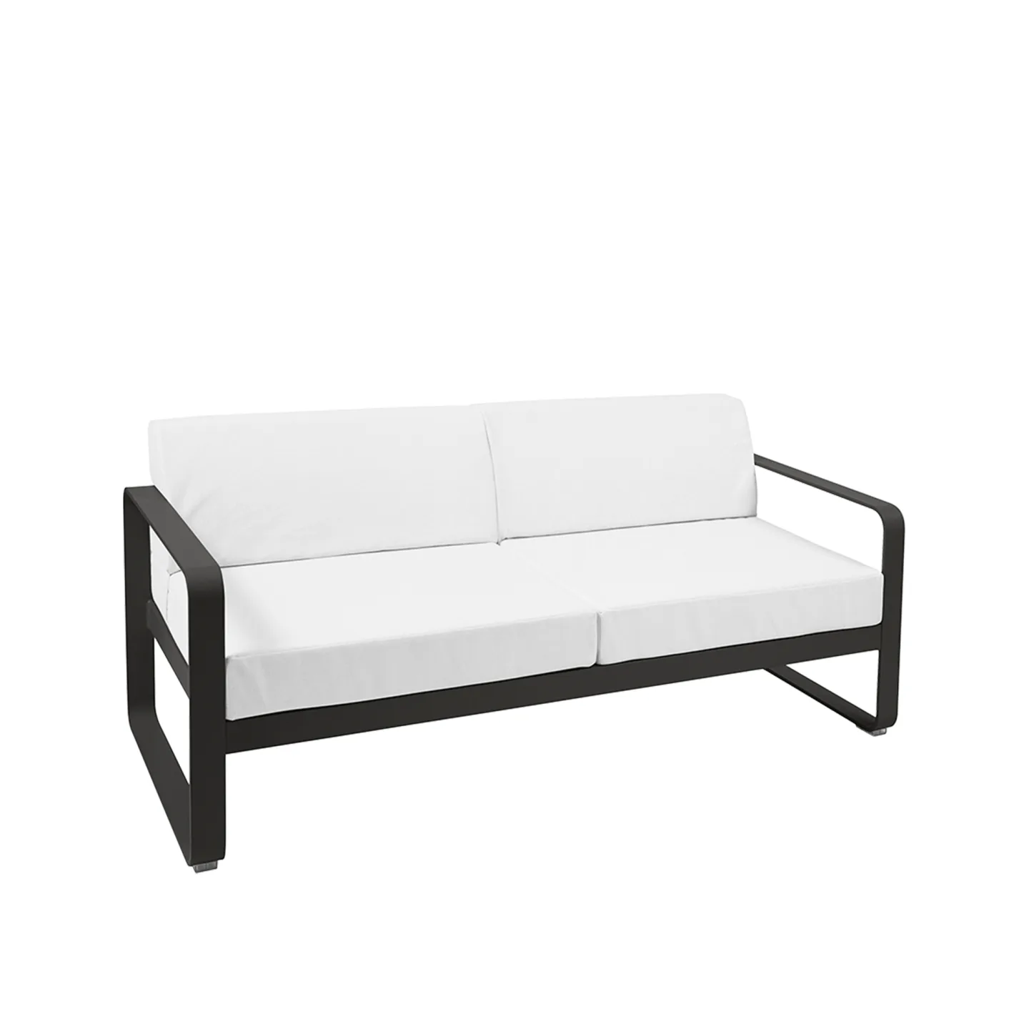 Fermob - Bellevie 2 Seater Sofa Off-White Cushions, Liquorice - Soffor utomhus - Pagnon & Pelhaître