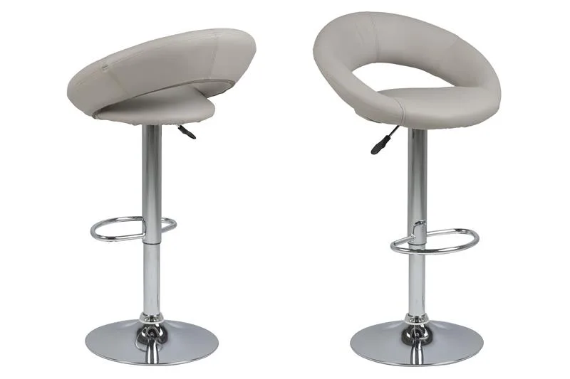 Plus Barhocker in taupe Kunstleder mit Chrom Fuss und Gasdruckfeder.