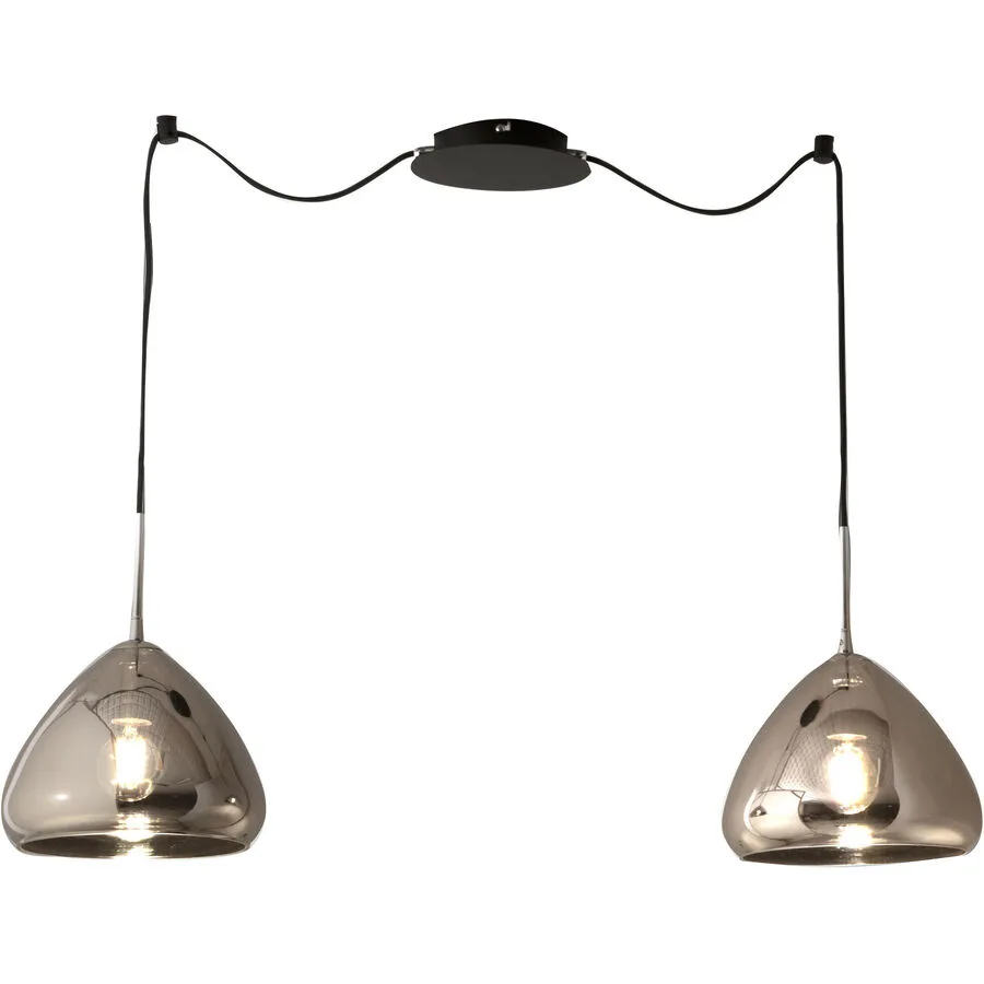 Pendellampe Ove Grau Glas/Metall 350 cm - Farbe: verchromt - Material: Metall/Glas