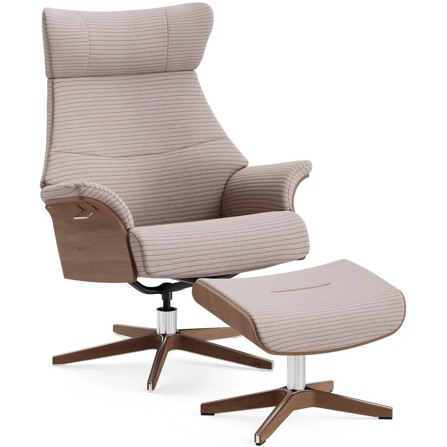 Conform Sessel Airness Hellrosa, Natur, Silber Stoff, Walnuss, Aluminium B 182 T 163 H 101 cm - Möbel Konfigurator: Traummöbel individuell